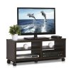 Furinno Indo 2-Tier Low Rise Tatami TV Entertainement Stand with Casters - Thumbnail Image 4