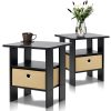 Furinno Andrey End Table Nightstand with Bin Drawer - Thumbnail Image 1