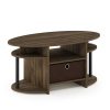 Furinno JAYA Simple Design Oval Coffee Table with Bin - Thumbnail Image 1