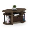 Furinno JAYA Simple Design Oval Coffee Table with Bin - Thumbnail Image 4