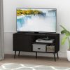 Furinno Claude Mid Century Style TV Stand with Wood Legs - Thumbnail Image 6