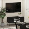 Furinno Claude Mid Century Style TV Stand with Wood Legs - Thumbnail Image 7