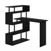 Furinno Moore L-Shape Computer Desk with 5-Tier Shelves - Thumbnail Image 1