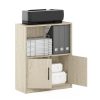 Furinno Gruen 2-Tier Open Shelf Bookcase with 2 Doors Storage Cabinet - Thumbnail Image 5
