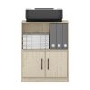 Furinno Gruen 2-Tier Open Shelf Bookcase with 2 Doors Storage Cabinet - Thumbnail Image 6