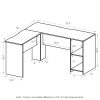 Furinno Indo L-Shaped Desk with Bookshelves - Thumbnail Image 2