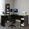 Furinno Indo L-Shaped Desk with Bookshelves - Thumbnail Image 8