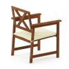 Furinno Tioman Hardwood X Back Arm Chair in Teak Oil with Cushion - Thumbnail Image 4