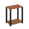 Furinno Pangkor 2-Tier Turn-N-Tube Indoor Outdoor Plant Shelf Small Rectangle Wood Stand with Square Poles - Thumbnail Image 1