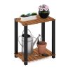 Furinno Pangkor 2-Tier Turn-N-Tube Indoor Outdoor Plant Shelf Small Rectangle Wood Stand with Square Poles - Thumbnail Image 4