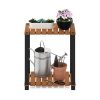 Furinno Pangkor 2-Tier Turn-N-Tube Indoor Outdoor Plant Shelf Small Rectangle Wood Stand with Square Poles - Thumbnail Image 5