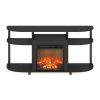 Furinno Jensen Open Storage Curved Entertainment Center Stand with Fireplace for TV up to 55 Inch - Thumbnail Image 3