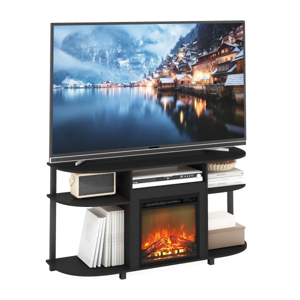 Furinno Jensen Open Storage Curved Entertainment Center Stand with