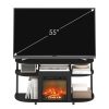 Furinno Jensen Open Storage Curved Entertainment Center Stand with Fireplace for TV up to 55 Inch - Thumbnail Image 5