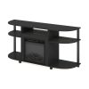 Furinno Jensen Open Storage Curved Entertainment Center Stand with Fireplace for TV up to 55 Inch - Thumbnail Image 6