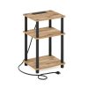 Furinno Just 3-Tier Turn-N-Tube USB and Type-C Charging Port End Table with Open Storage - Thumbnail Image 1