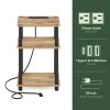 Furinno Just 3-Tier Turn-N-Tube USB and Type-C Charging Port End Table with Open Storage - Thumbnail Image 3