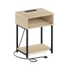 Furinno Moretti USB and Type-C Charging Port Open Storage Side Table with Metal Frame - Thumbnail Image 1
