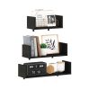 Furinno Rossi Bedroom Decor Wall Mounted Floating Display Shelves with Invisible Brackets, Set of 3 - Thumbnail Image 4