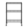 Furinno Wayar 3-Tier Metal Storage Shelf Rack Cart with Casters, 23 x 13 x 30 - Thumbnail Image 3