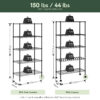 Furinno Wayar 5-Tier Metal Storage Shelf Rack Cart with Casters, 30 x 14 x 60 - Thumbnail Image 2
