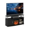 Furinno Jensen Living Room Fireplace TV Entertainment Center with Doors Storage Cabinet for TV up to 55 Inch - Thumbnail Image 4