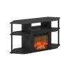 Furinno Jensen Open Storage Corner Fireplace TV Entertainment Center with Plastic Poles for TV up to 55 Inch - Thumbnail Image 1
