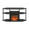 Furinno Jensen Open Storage Corner Fireplace TV Entertainment Center with Plastic Poles for TV up to 55 Inch - Thumbnail Image 3