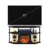 Furinno Jensen Open Storage Corner Fireplace TV Entertainment Center with Plastic Poles for TV up to 55 Inch - Thumbnail Image 5