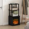 Furinno Turn-N-Tube 2-Tier Tall TV Entertainment Side Table Display Rack with Fireplace Insert - Thumbnail Image 7