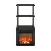 Furinno Turn-N-Tube 2-Tier Tall TV Entertainment Side Table Display Rack with Fireplace Insert - Thumbnail Image 3