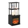 Furinno Turn-N-Tube 2-Tier Tall TV Entertainment Side Table Display Rack with Fireplace Insert - Thumbnail Image 4
