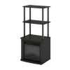 Furinno Turn-N-Tube 2-Tier Tall TV Entertainment Side Table Display Rack with Fireplace Insert - Thumbnail Image 6