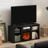 Furinno Jensen Fireplace TV Entertainment Center with Open Storage Compartment for TV up to 55 Inch - Thumbnail Image 6