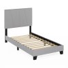 Furinno Lucy Geometric Design Headboard Bedframe, 12PC Slat Style - Thumbnail Image 1