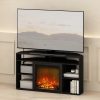 Furinno Jensen No Heat Decorative Electric Fireplace Corner TV Stand, Entertainment Center for TV up to 55 Inch with 6 Open Compartments - Thumbnail Image 6