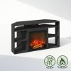 Furinno Jensen No Heat Decorative Electric Fireplace Corner TV Stand, Entertainment Center for TV up to 55 Inch with 6 Open Compartments - Thumbnail Image 1