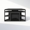 Furinno Jensen No Heat Decorative Electric Fireplace Corner TV Stand, Entertainment Center for TV up to 55 Inch with 6 Open Compartments - Thumbnail Image 3