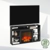 Furinno Jensen No Heat Decorative Electric Fireplace Corner TV Stand, Entertainment Center for TV up to 55 Inch with 6 Open Compartments - Thumbnail Image 4