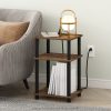 Furinno Just 3-Tier Turn-N-Tube Open Storage Side Table, End Table with USB and Type-C Charging Station - Thumbnail Image 8
