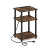 Furinno Just 3-Tier Turn-N-Tube Open Storage Side Table, End Table with USB and Type-C Charging Station - Thumbnail Image 1