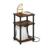 Furinno Just 3-Tier Turn-N-Tube Open Storage Side Table, End Table with USB and Type-C Charging Station - Thumbnail Image 4