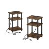 Furinno Just 3-Tier Turn-N-Tube USB and Type-C Charging Port End Table with Open Storage, Set of 2 - Thumbnail Image 1