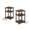 Furinno Just 3-Tier Turn-N-Tube USB and Type-C Charging Port End Table with Open Storage, Set of 2 - Thumbnail Image 3