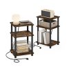 Furinno Just 3-Tier Turn-N-Tube USB and Type-C Charging Port End Table with Open Storage, Set of 2 - Thumbnail Image 4