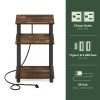 Furinno Just 3-Tier Turn-N-Tube USB and Type-C Charging Port End Table with Open Storage, Set of 2 - Thumbnail Image 5