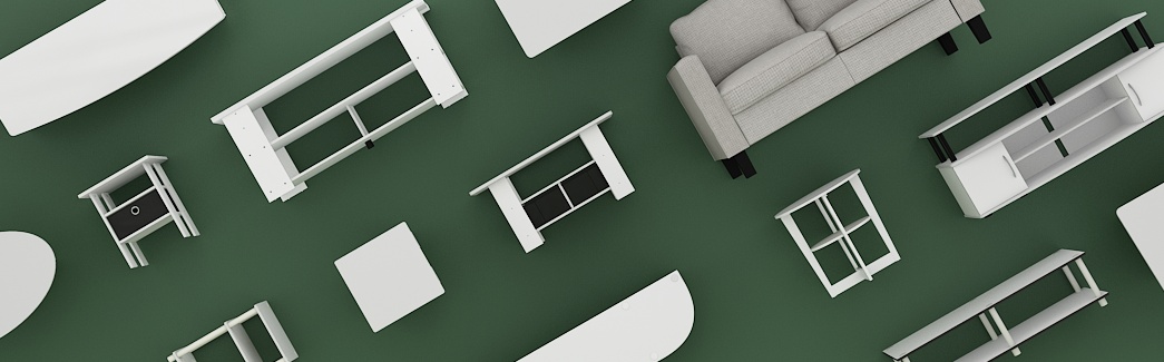 A selection of Furinno furniture products viewed from above