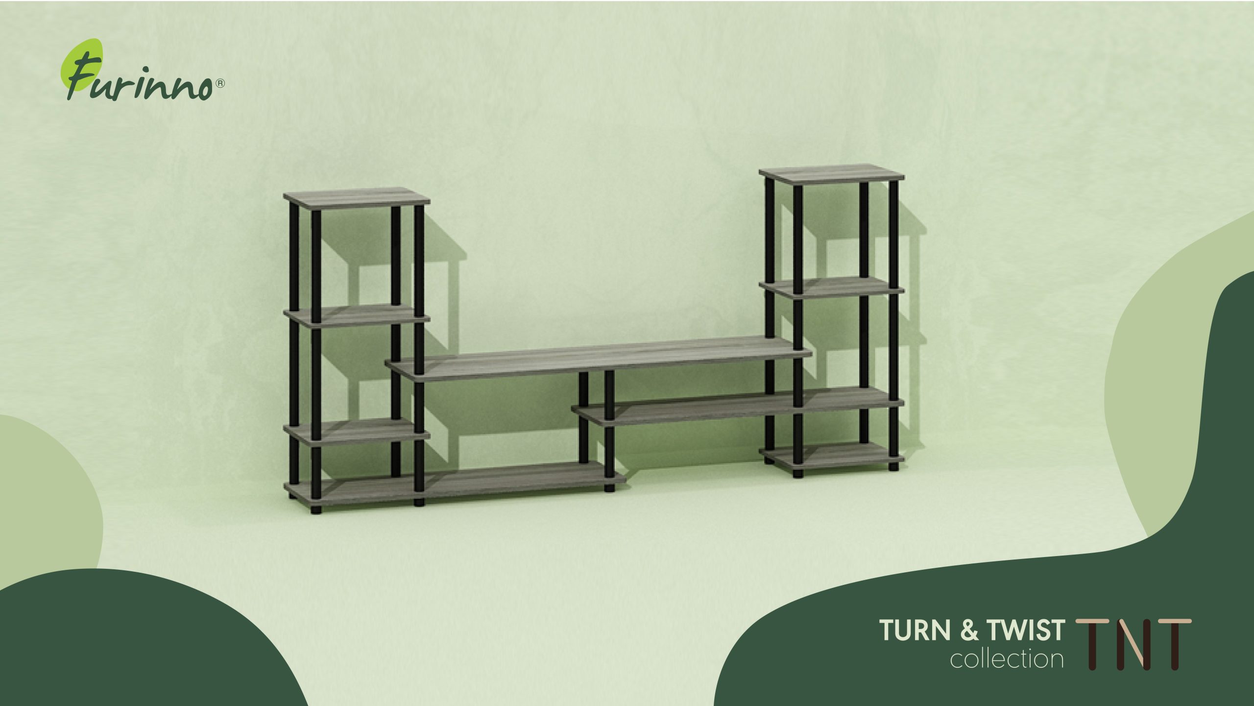 Furinno ready-to-assemble shelving and entertainment storage collection